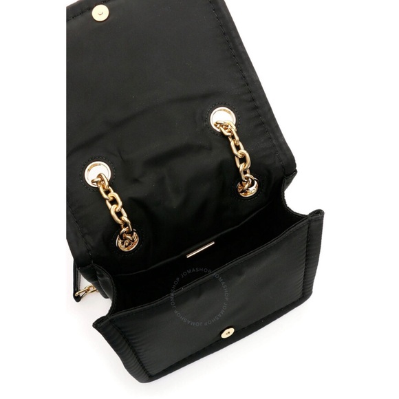 Prada Tessuto Nylon Black Flap Handbag w Emerald and Clear Crystals - Picture 5 of 12